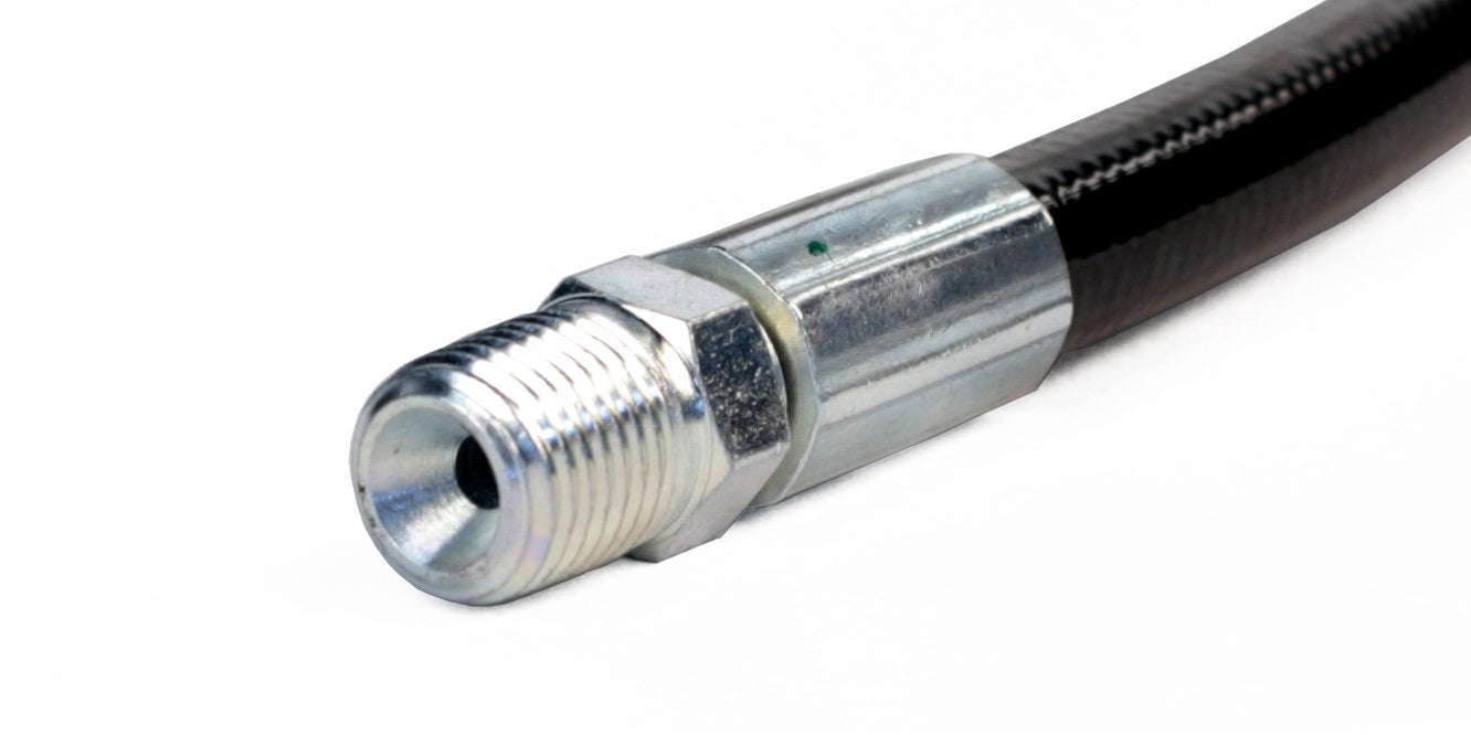 Schieffer 4400 PSI 1/4in. x 50ft. Thermoplastic Black Sewer Jetter Hose with MPT 1/4in. Soild Ends