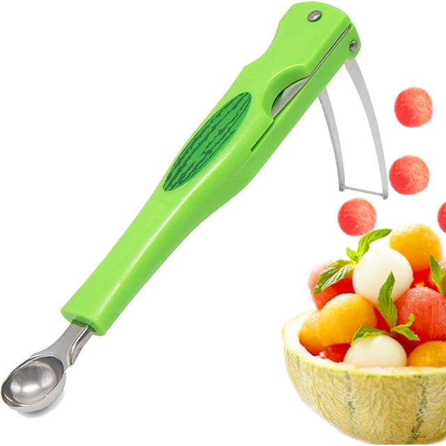 Cortador de sandía, juego de cucharas de melón 3 en 1, cuchillo recogedor de frutas para separador de pulpa, cuchillo de sandía para helado, melón, utensilio de cocina