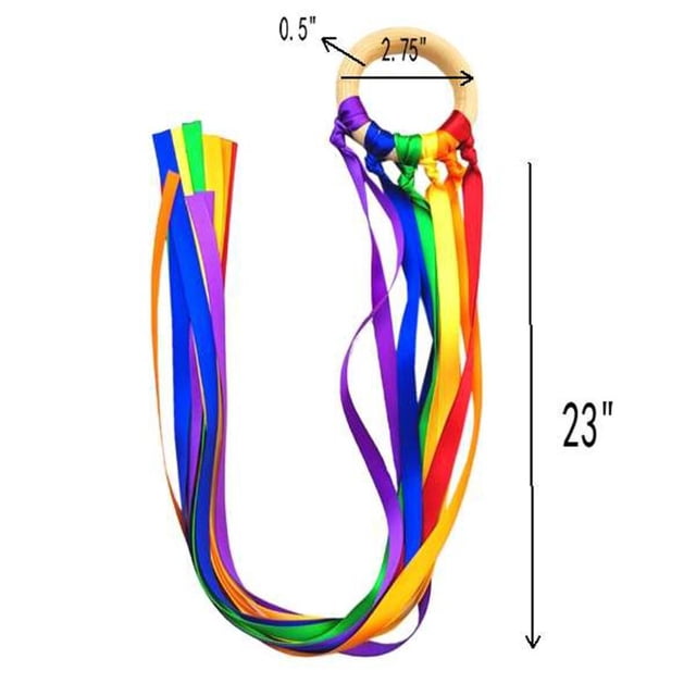 Montessori Style Sensory Toy BPA-free Non-toxic Baby Ribbon Ring Upwards Development Colour Recognition Sensory Toy