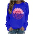 thumbnail image 2 of EQWLJWE Chandails en Molleton Roses pour Femmes Ruban Rose Sensibilisation au Cancer du Sein Chemise Mode Graphique Blouse Chemise Décontractée Manches Longues Col Rond Chandail Tops Pulls d'Automne pour Femmes, 2 of 5