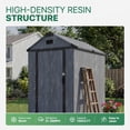 thumbnail image 3 of Dateyes 6'X4' Resin Storage Shed with Floor, Outdoor Plastic Tool Shed with Single Door & Vent, Heavy Duty Shed with Metal Frame, Dark Gray, 3 of 7