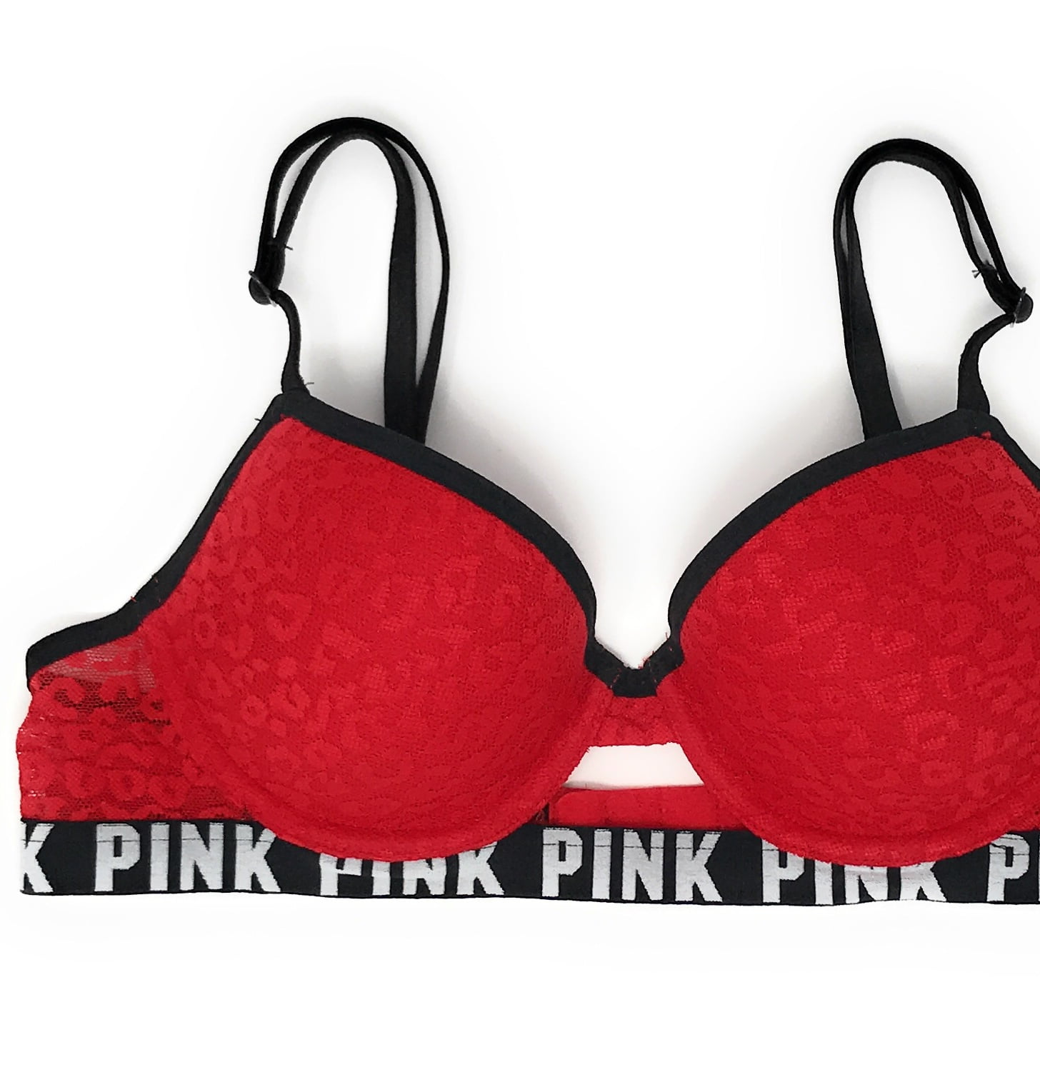 Victoria's Secret Rare Very Sexy Padded Demi Red Pink Neon Lace Push Up Bra  36D Size 36 D - $65 - From Lisette