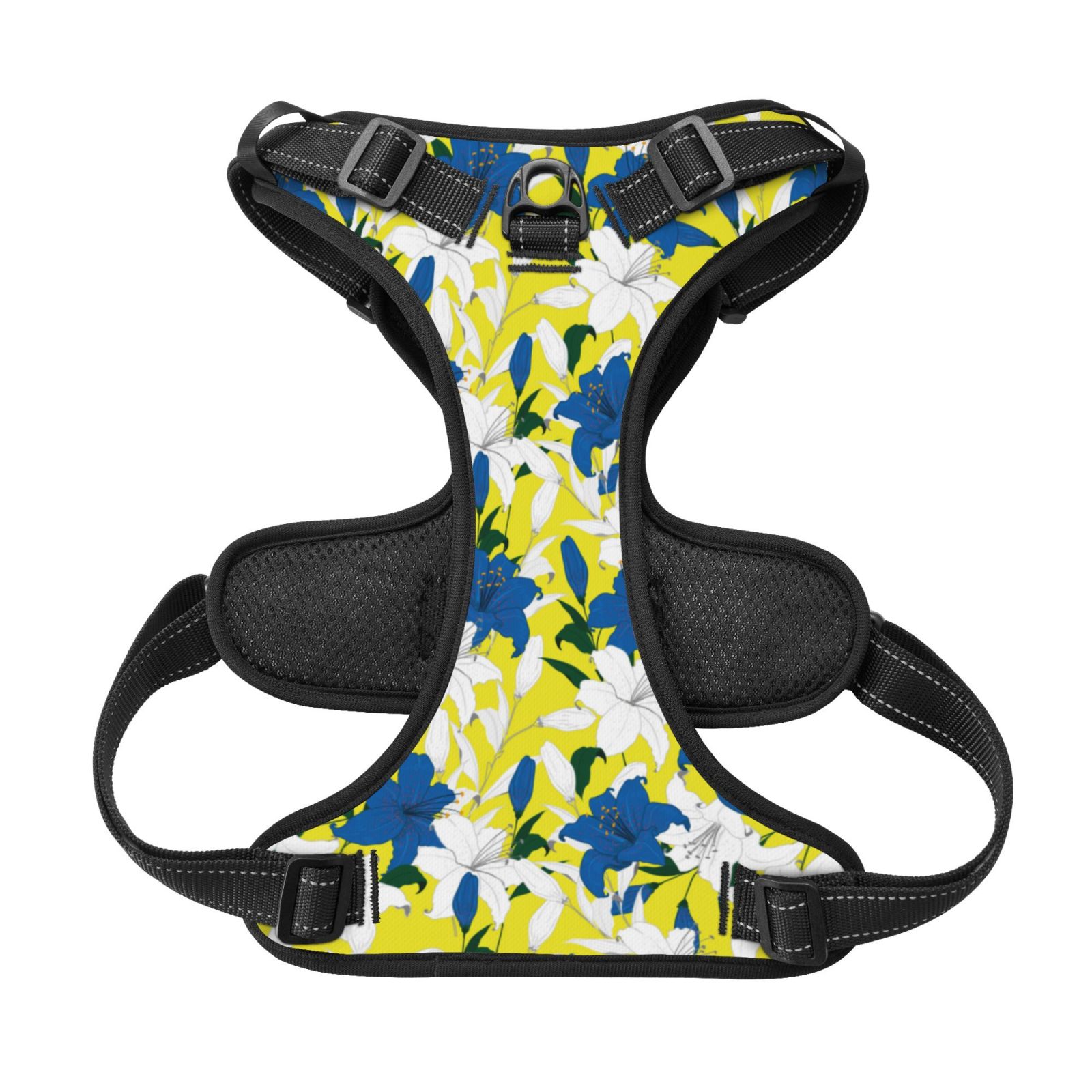 Kdxio Lilies Flowers Print No Pull Dog Harness Adjustable Reflective Oxford Easy Control Medium Large Dog Harness for Training and Everyday-X-Large