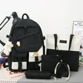 thumbnail image 3 of 5 pcs Campus Bag with Pencil Case Anti Scratch for Traveling Work (Black), 3 of 10