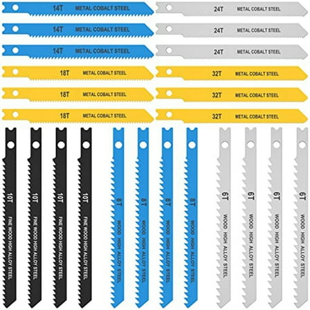 24PCS Jig Saw Blade Set, High Assorted Saw Blades,For Wood Metal Plastic Cutting Includes C5929