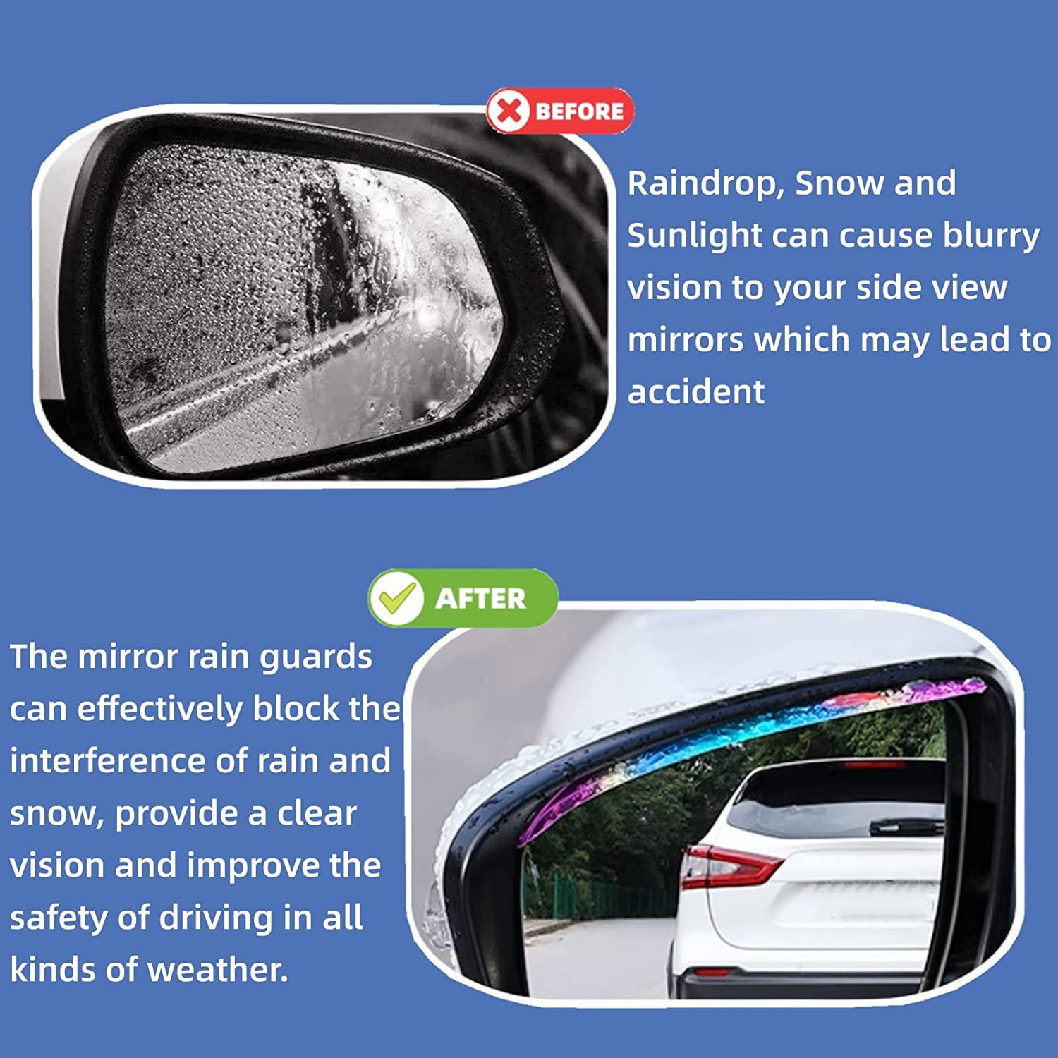 Patonu 2Pcs Car Rear View Side Mirror Rain Eyebrow,Universality Carbon  Fiber Rain Visor for Car Truck SUV (clear1)