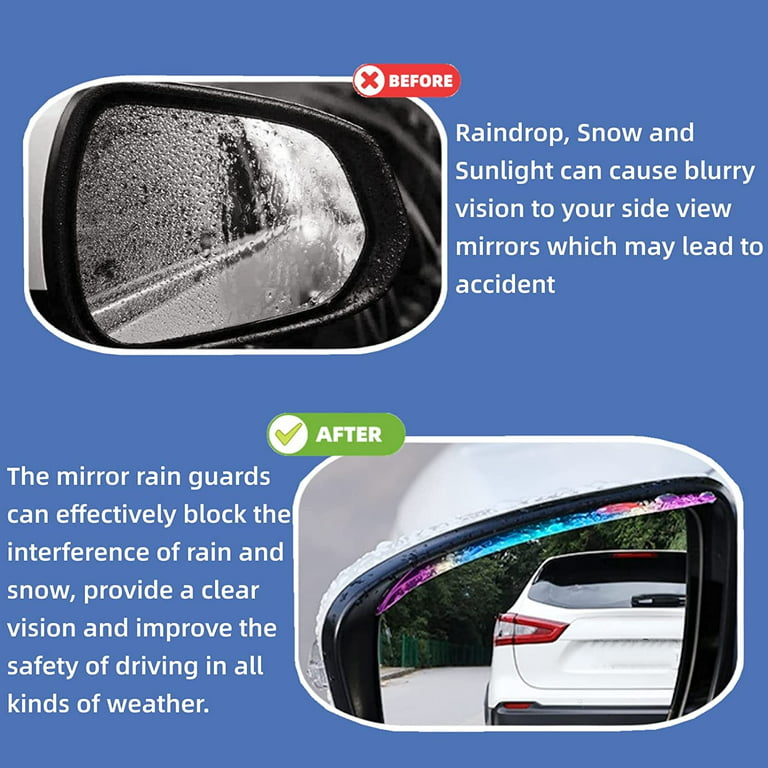 2PCS Universal Car Rearview Mirror Rain Cover, HD Anti-Fog Film Sticker for  Safe Driving, Waterproof Protective Sticker for Cars, SUVs, and Trucks
