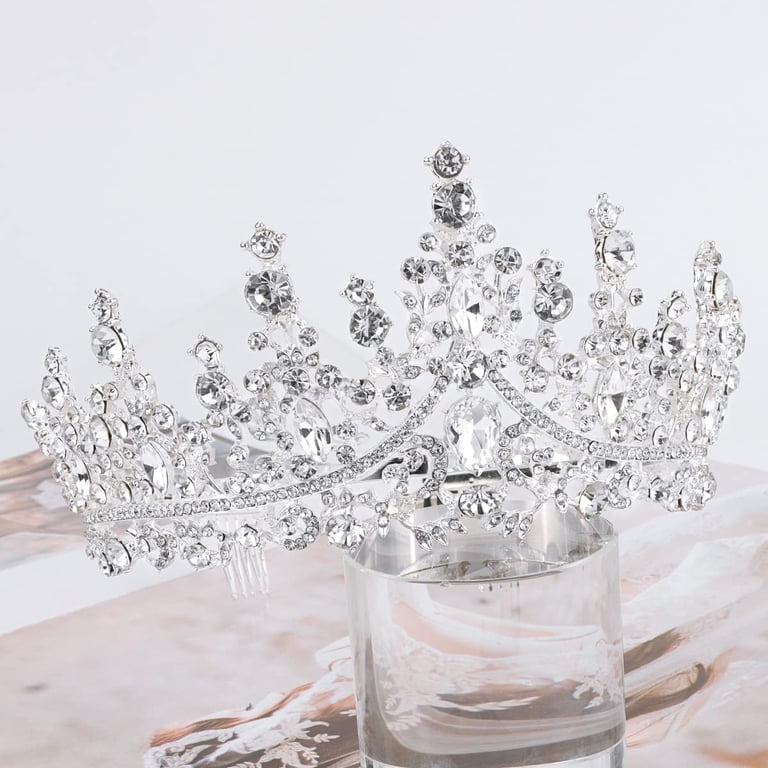 Dalrosia Crystal Crown Tiara Rhinestone Crowns with Combs  display picture 1
