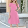 thumbnail image 2 of TQWQT Girls Pink Dresses Size 10-12 Casual Basic Tween Girls T-Shirt Dress Kids Crew Neck Cute Skater Dress Short Sleeve Summer T-Shirt Dress Pink 130, 2 of 6