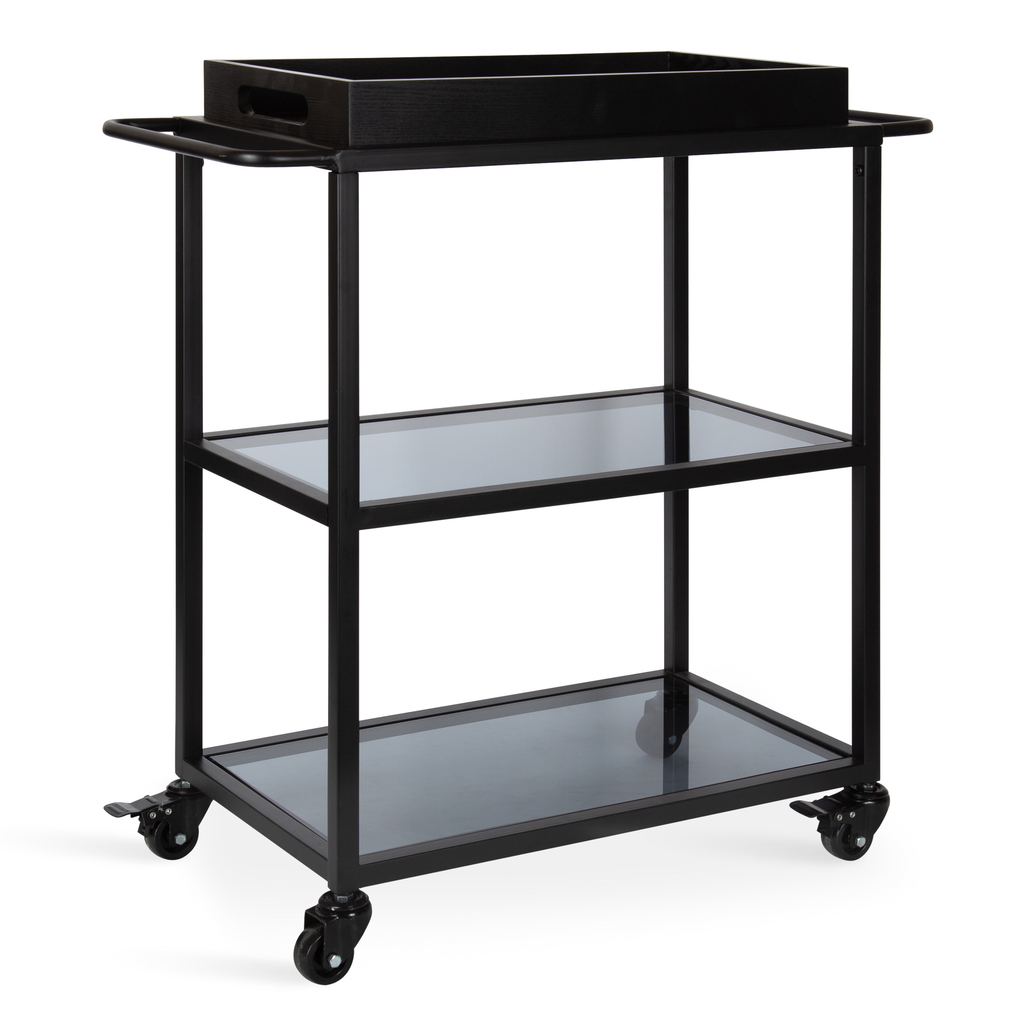 Kate and Laurel Giles Modern Metal Bar Cart with Removable Wood 28 x 13 x 30, Black, Chic Serving for Storage, Serving, and Display - Walmart.com