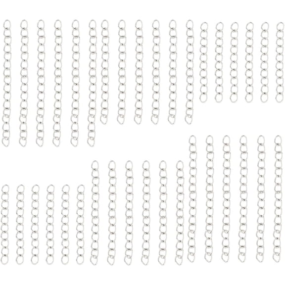 1 Box 120Pcs 3 Size Chain Extender for Jewelry Making 30/40/50mm Stainless Steel Silver Necklace Bracelets Chain Extenders Extension