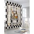 thumbnail image 3 of Fall Shower Curtain Gnome Pumpkin Truck Shower Curtains for Bathroom Thanksgiving Decor, Waterproof Polyester Shower Curtain Set with Hooks, Extra Long 72" x 78" Black White Plaid, 3 of 6