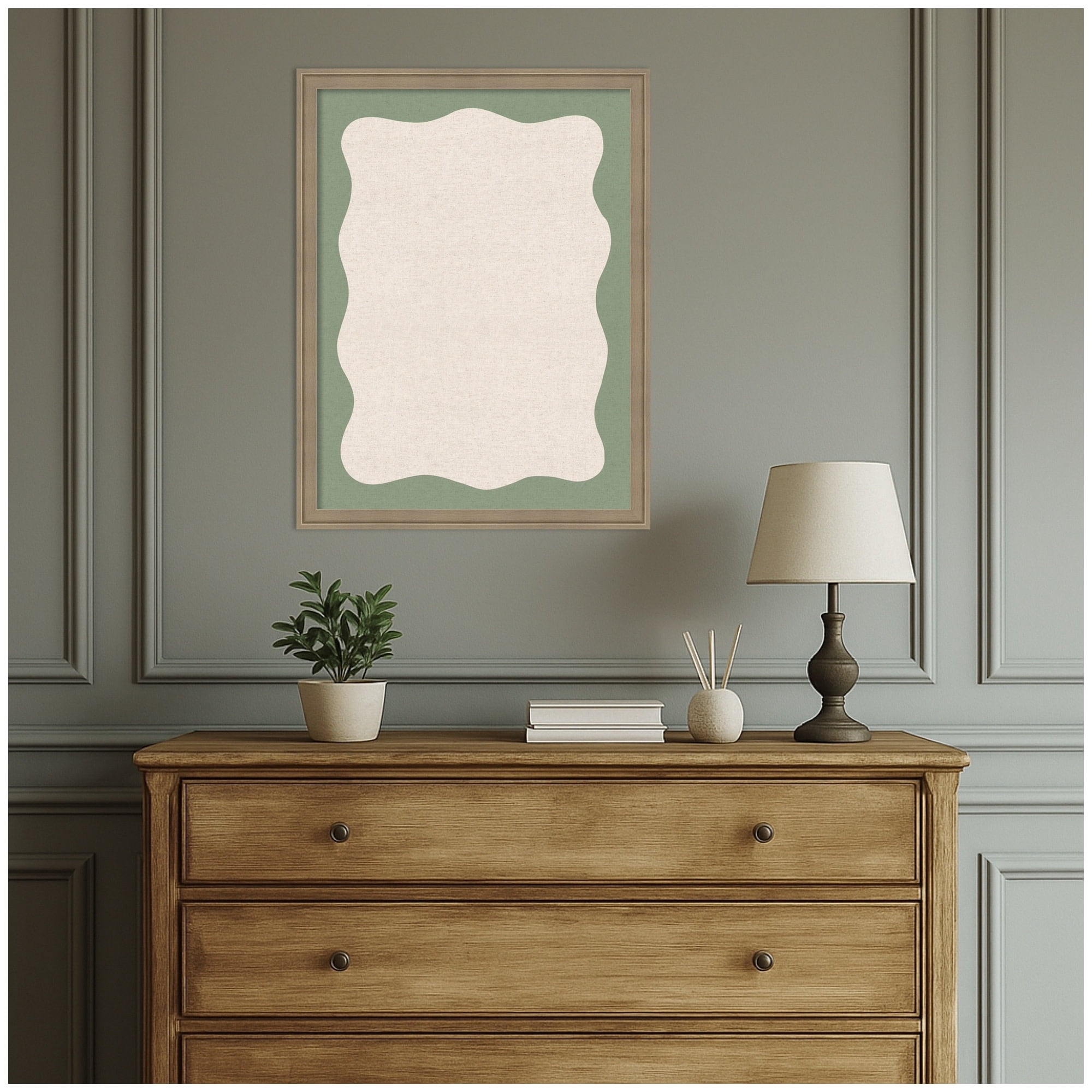 Kate and Laurel Framed Fabric Pinboard 20 x 26,  Printed Linen Classic Bulletin Board for Use as a Vision Board or Wall Organization, Florence Light Brown Frame