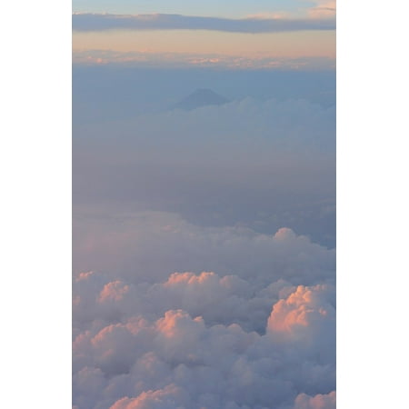 Fuji Photo Prints - Laminated Poster Cloud Mt Fuji Blue Navy Blue Aerial Photograph Poster Print 11 x 17