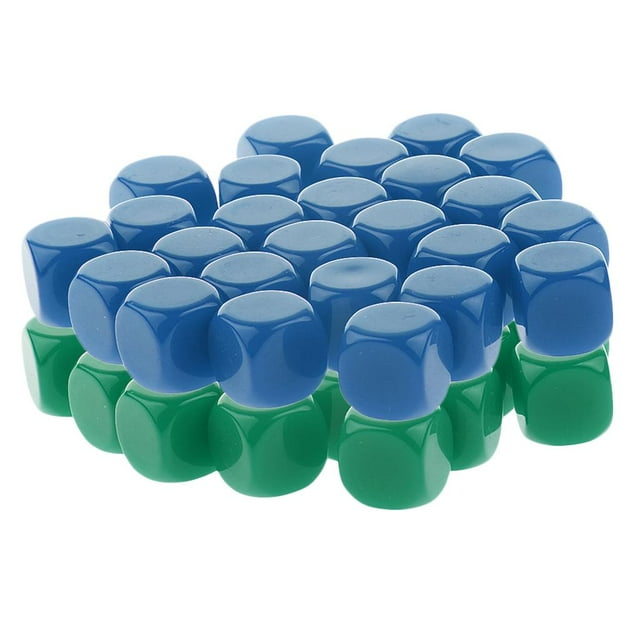 50 Piezas D6 Dados Opacos en para DIY Manualidad Fabricación Verde + azul