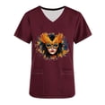 thumbnail image 5 of lcziwo Mardi Gras Scrub Tops for Women 2025 Nursing Uniforms Scrubs with Side Pockets Summer Casual Short Sleeve V Neck Tshirts Wine L Prime Day Sales Today 2025, 5 of 6
