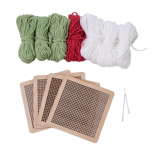 Posavasos DIY Set Crochet Bordado Práctico 10x10cm Posavasos con Herramienta de Crochet Verde claro