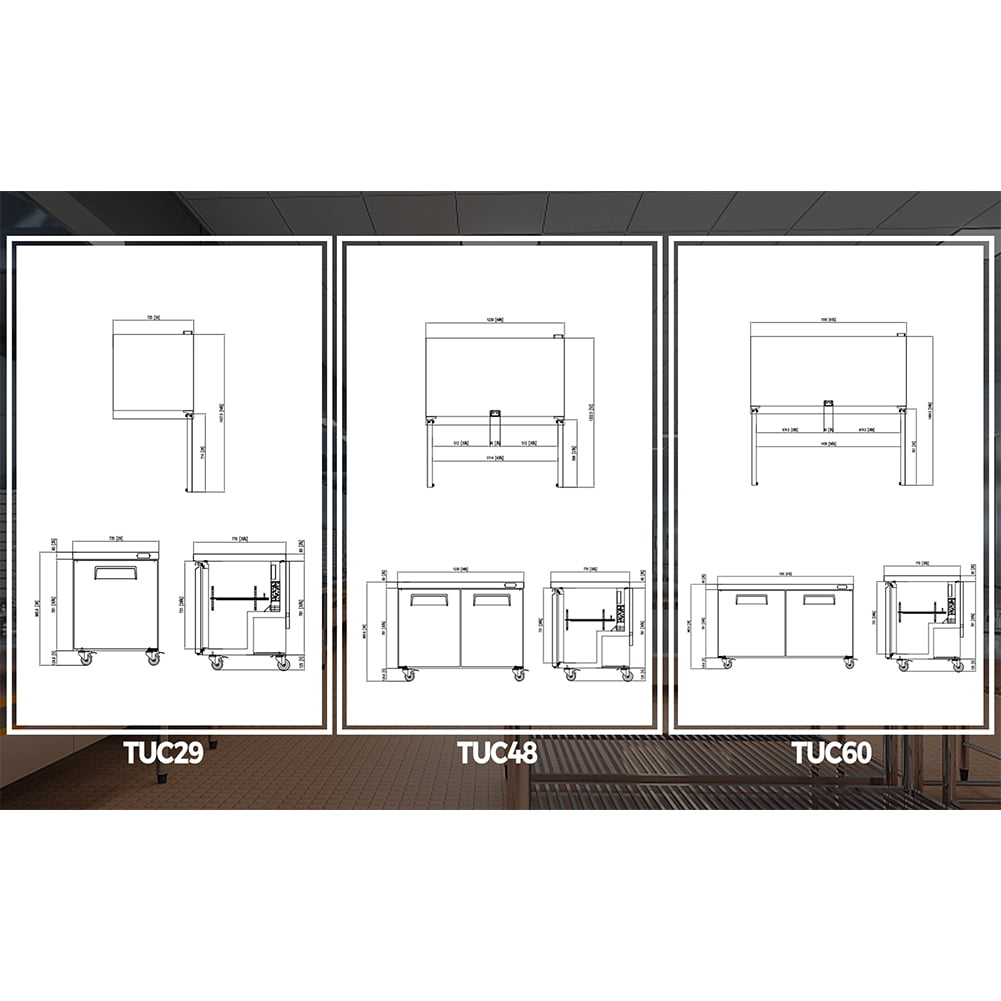 Yesurprise Commercial Refrigerators, Undercounter Refrigerators with Self-Closing Door, Frosting Water Evaporation System, Automatic Defrosting Function Commercial Fridge