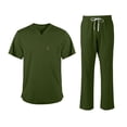 thumbnail image 2 of Scrubs For Men Set Stretch V-Neck Tops & Elastic Waistband Pants Moisture-Wicking With Multi Pockets Classic Work Uniform Green L, 2 of 6
