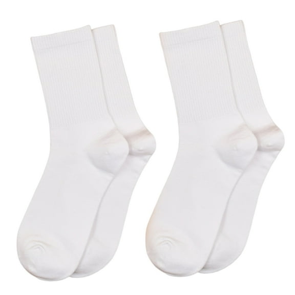 Xfvqtps 2 Pairs Unisex Crew Socks Mid Tube Solid Color Simplicity Casual Sweat Absorbing Breathable Comfortable Soft Cotton Socks White-2 Pairs