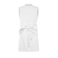 thumbnail image 4 of Women Pajamas Sets 2 Piece Skirt Sets for Women Summer Vacation Outfits Solid Drawstring Elastic Waist Tennis Skirt Mock Neck Tank Tops Matching Set New White L, 4 of 8