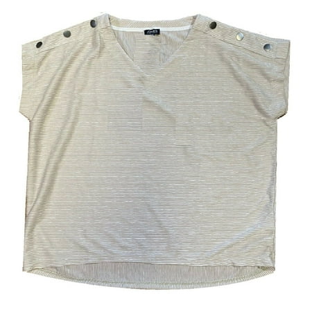 Jones New York Women's Textured with Button Details Top