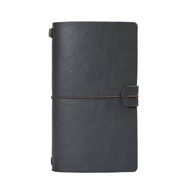 Cuaderno de cuero A6, soporte para teléfono de estilo Vintage, diario con cuerda, hebilla de cobre, material escolar y de oficina, libro para Suministros de escritura y corrección Gris oscuro