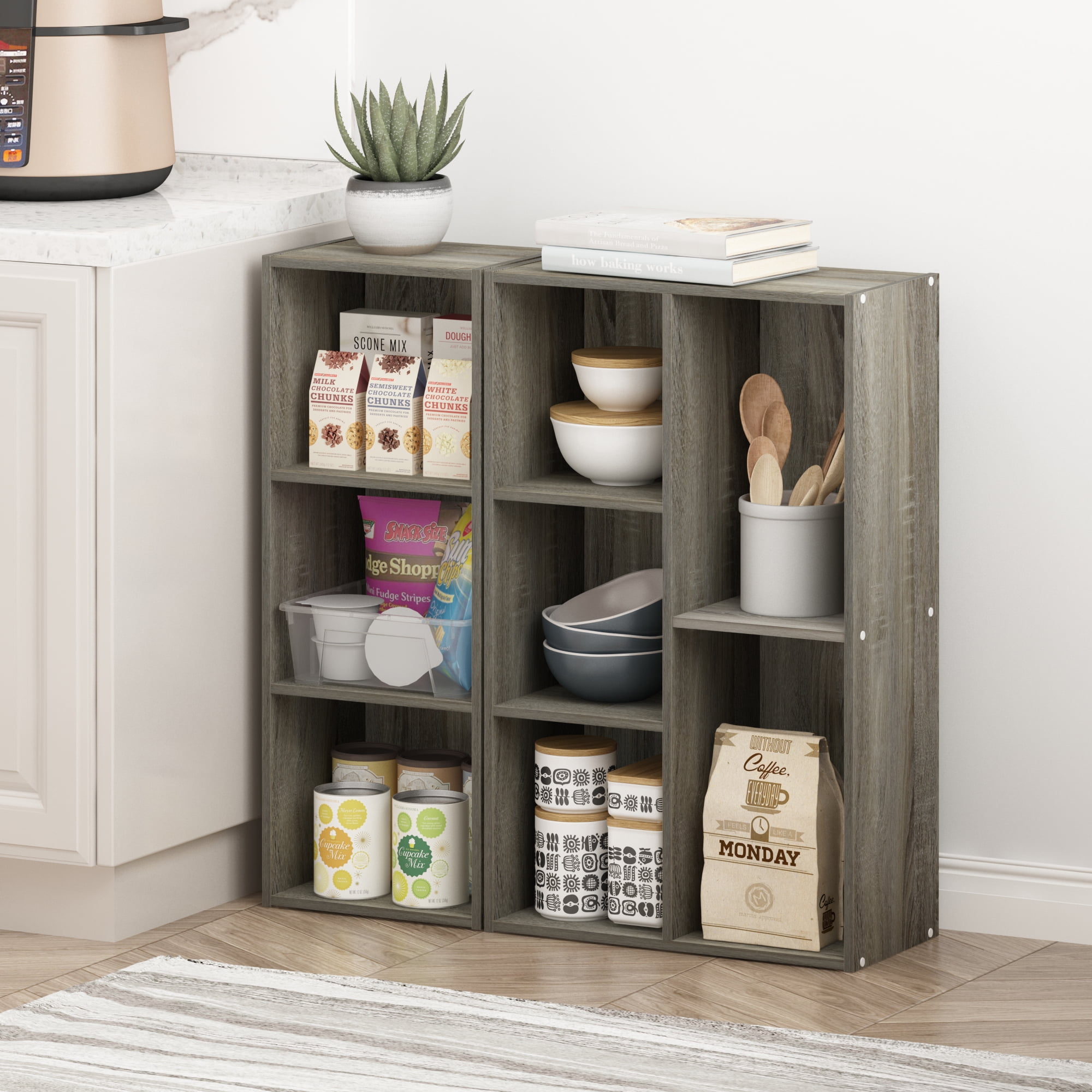 Furinno Luder 5-Cube No Tool Assembly Open Shelf, French Oak
