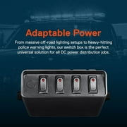 4-Gang 12V Rocker Switch Box [20 Amp Max.] [12 AWG Wires][12 Volt DC] SPST On/Off Rocker Toggle Switch Panel Box for Auto Automotive Lights Car Marine Boat Truck Vehicles & More