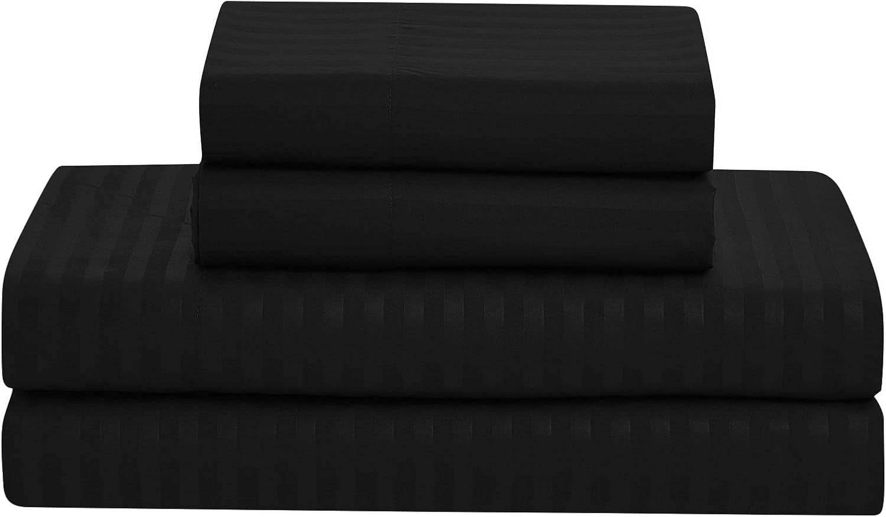 D.N.G. BEDDINGS Full/Queen Size 800 Thread Count, 100% Egyptian Cotton, Black Premium Hotal Quality, 1 Piece Box Design Striped Comforter Set