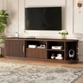 thumbnail image 3 of Vintage Rustic TV Stand for TVs up to 75" with Sliding Wood Slatted Doors | Farmhouse Fluted Media Console with Drawer & Cable Management for Living Room, Bedroom, 3 of 10