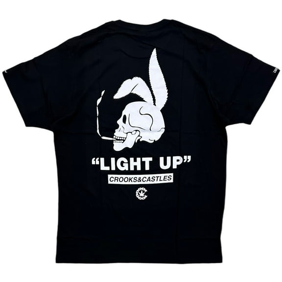 Crooks & Castles Men's T-Shirt Light Up Short Sleeve Crewneck Tee (Large, Black)