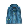 thumbnail image 5 of Men's Axxess Turkey Shirt 100% Egyptian Cotton High Collar 224-21 Teal Fancy, 5 of 6