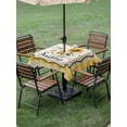 thumbnail image 5 of Square Outdoor Tablecloth with Umbrella Hole Sunflowers Outside Table Cloth Waterproof Patio Table Cover Yellow Floral Watercolor Botanical Checkered Rustic Zipper Tablecloths for Picnic 60x60 Inch, 5 of 8