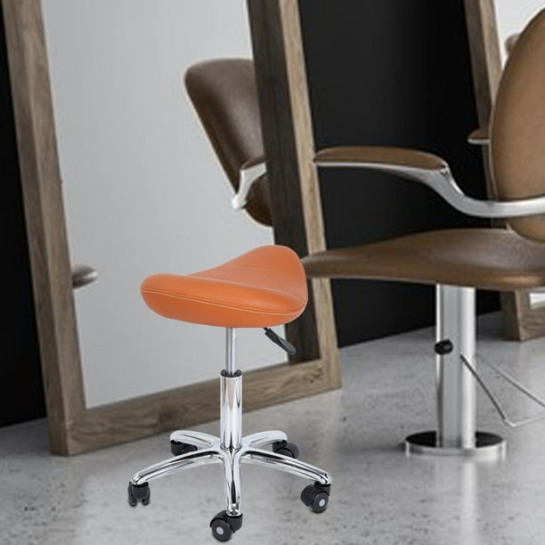 Taburete giratorio 360 para salón, taburete de bar con ruedas para barbería, oficina, tareas domésticas Naranja