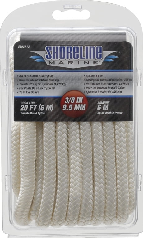 Each 15' & 20' ft White Twisted Nylon Boat Dock Lines 3/8" Marine Rope 2 4 