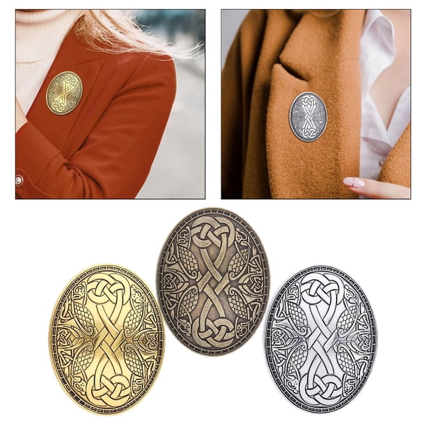 Brooch Pin,Vintage Style Alloy Clothes Brooch,Retro Metal Brooch Lapel Pin Medieval,Vintage Designed Cloak Shawl Pin Clothes Fastener,Men Oval Brooch Ornament Jewelry Accessories,Scarf Pin Hugo none