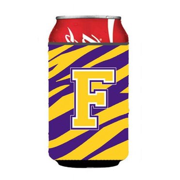 Carolines Treasures CJ1022-FCC Monogram - Tiger Stripe - Purple Gold Can Or Bottle  Initial F