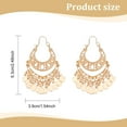 thumbnail image 2 of 1 Pair Alloy Filligree Teardrop Chandelier Earrings for Women Light Gold 63x35x3mm Pin: 0.7mm, 2 of 7