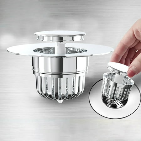 

Riguas Kitchen Sink Drain Stopper Anti-clogging Quick Drainage Large Basket Universal Stainless Steel Tub Strainer Filter Hair Catcher Bathroom Accessories