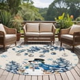 thumbnail image 4 of Blue Christmas Round Area Rug 8Ft Washable Large Circle Rugs for Living Room Dorm, Snowman Xmas Tree Balls Snowflake Rustic Non-Slip Carpet Floor Mats Indoor Outdoor Carpet Runner Home Decor, 4 of 8