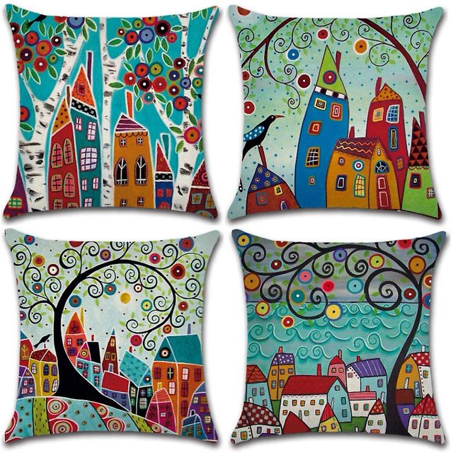 Juego de 4 fundas de almohada de 45 x 45, juego de fundas de almohada decorativas para el hogar, fundas de almohada decorativas, fundas de cojín f como se muestra, como se muestra