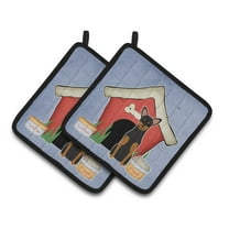 Carolines Treasures BB2782PTHD Dog House Collection Manchester Terrier Pair of Pot Holders , 7.5HX7.5W, multicolor