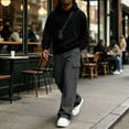 thumbnail image 2 of Nestiefly Men's Cargo Sweatpants Wide Leg Baggy Track Pants Elastic Waist Drawstring Trousers with Pockets Dark Gray 2XL, 2 of 7