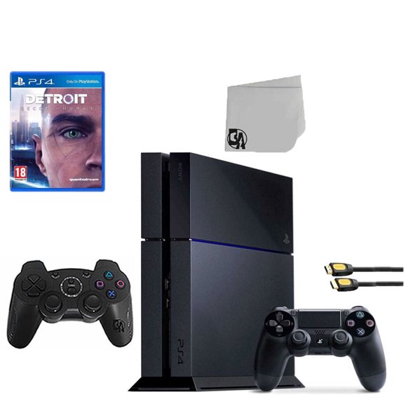 Pre-Owned Sony PlayStation 4 500GB Gaming Console Black 2 Controller Included with Detroit Become Human BOLT AXTION Bundle