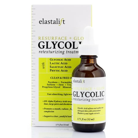 Resurfacing Glycolic Acid Treatment  Anti-Aging Dark Spot Corrector Facial Peel Reduces Enlarged Pores, Minimizes Fine Lines, Evens Skin Tone  Exfoliating Chemical Peel by Elastalift, 1.75 (Best Over The Counter Glycolic Peel)