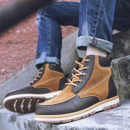 

Men Autumn Boots Warm Outdoor Casual High Top PU Leather Male Shoes
