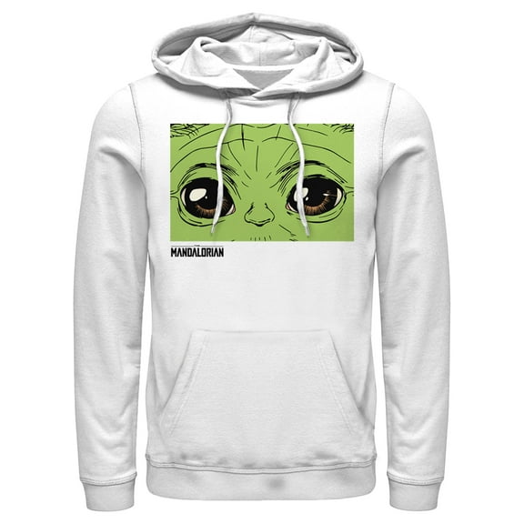 Men's Star Wars: The Mandalorian The Child Hypnotic Eyes Pull Over Hoodie White 3X Large