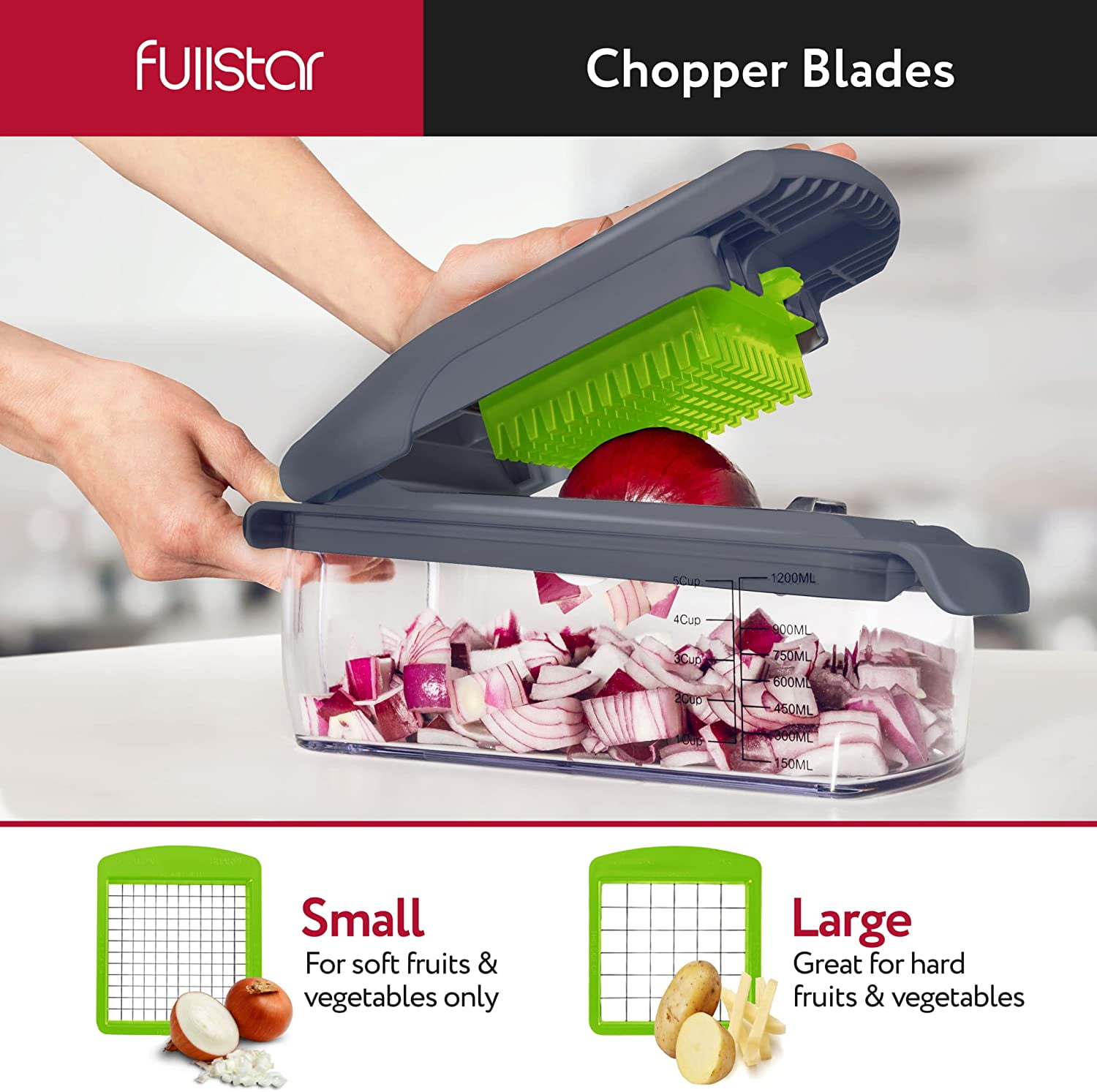Chopper with Large Glass Container (4 Interchangeable Blades) – Fullstar
