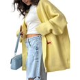 thumbnail image 2 of Cárdigan de Punto con Botones y Bordado Gráfico para Mujer, Cuello en V, Cómodo y Divertido, Ideal para Otoño Amarillo L, 2 of 7